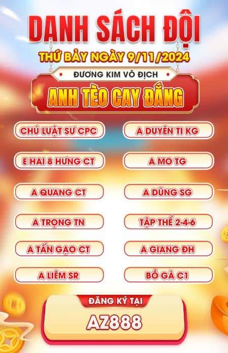 Danh sách các đội đăng ký tham gia  Danh sách các đội đăng ký tham gia